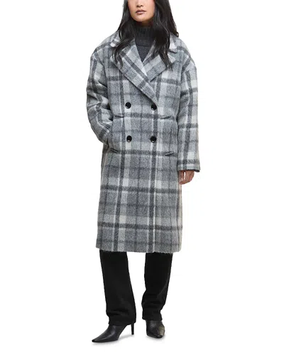 Barbour Fenella Plaid Double Breasted Coat In Gray