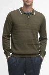 Barbour Fenhill Cotton & Wool Blend Long Sleeve Polo In Green