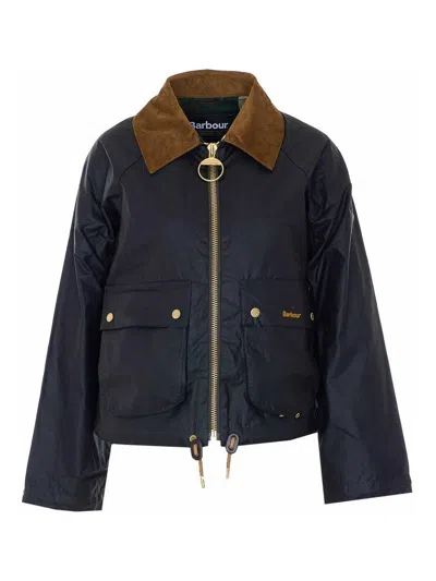 Barbour Fern Ancien Wax Marron Jacket In Blue