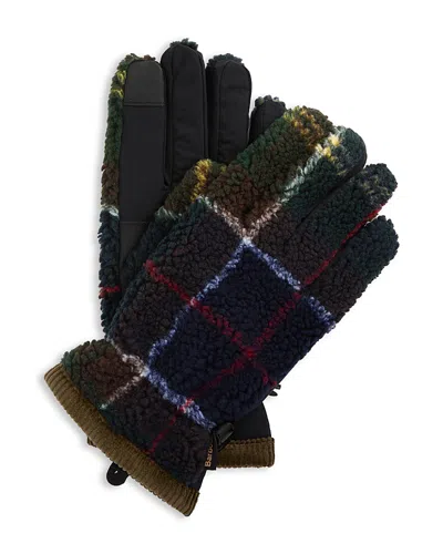 Barbour Field Tartan Fleece Gloves In Multi