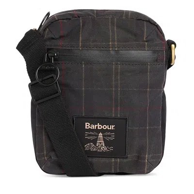 Barbour Field Tartan Wax Cotton Crossbody Bag In Dark Classic Tartan
