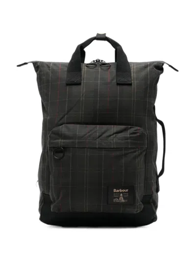 Barbour Field Tartan Waxed-cotton Check Backpack In Black