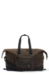 Barbour Field Water Resistant Waxed Cotton Duffle Bag In Olive/black