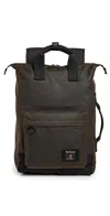 Barbour Waxed Backpack In Olive/black