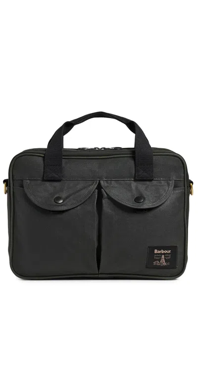 Barbour Field Wax Laptop Bag Sage