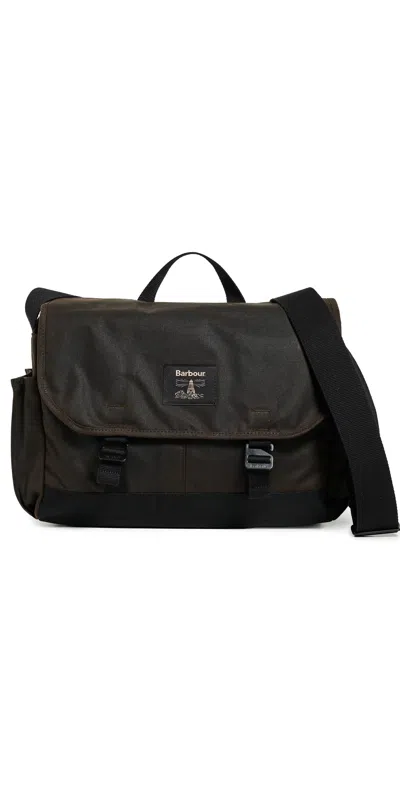 Barbour Field Wax Messenger Bag Olive In Green