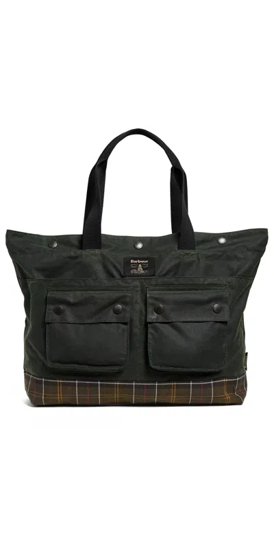 BARBOUR FIELD WAX TOTE BAG SAGE/CLASSIC