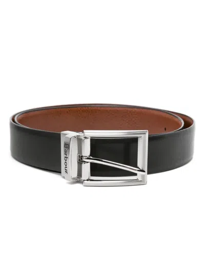 Barbour Fife Reversible Leather Belt In Schwarz