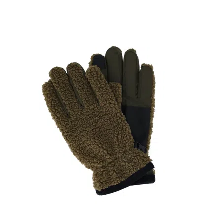 Barbour Filed Fleece Sage Green Gloves In Black
