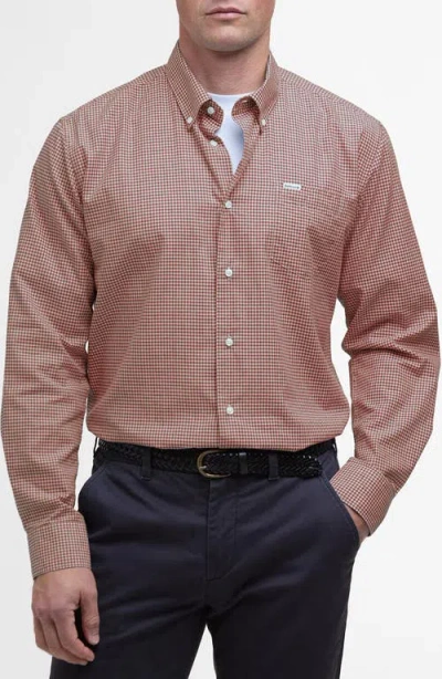 Barbour Finwell Tailored Fit Gingham Button-down Shirt In Rust