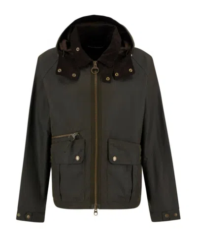 Barbour Flap-pocket Hooded Jacket In Green