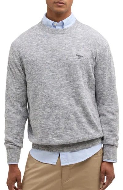 Barbour Flaxby Linen Blend Crewneck Sweater In Gray