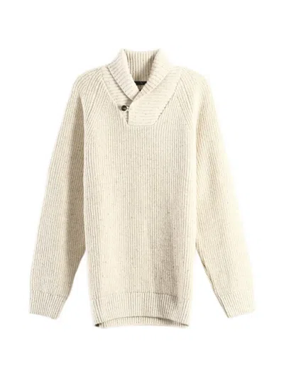 Barbour Fleck Ribbed Shawl-collar Sweater In Neutral