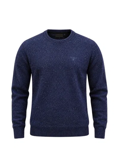 Barbour Flecked-knit Wool Sweater In Blue