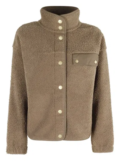 Barbour Fleece Button-fastening Jacket In Brown