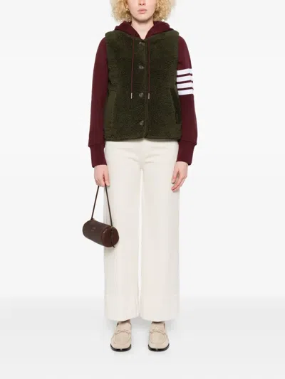 Barbour Fleece Buttoned Gilet In Brown