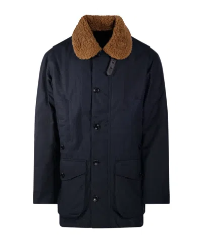 Barbour Fleece Collar Coat In Brown
