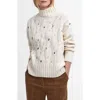 Barbour Fleur Cable Wool Blend Mock Neck Sweater In Neutral