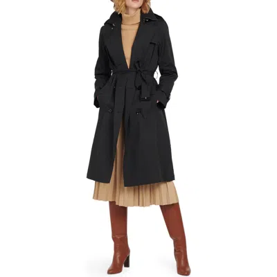 Barbour Flodden Belted Double Breasted Trench Coat In Black