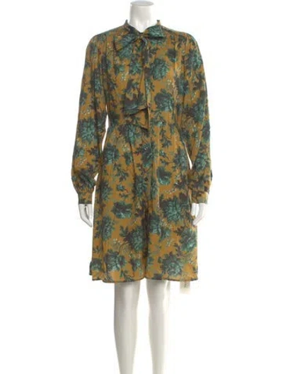 Pre-owned Barbour Floral Print Knee-length Dress In Green