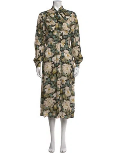 Pre-owned Barbour Floral Print Midi Length Dress W/ Tags In Neutrals