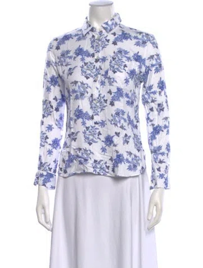 Pre-owned Barbour Floral Print Sweater In Blue/white