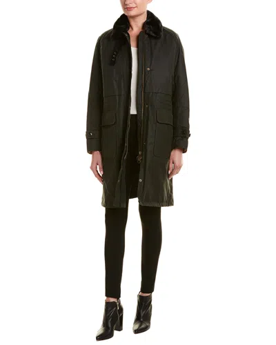 Barbour Floree Wax Coat In Green