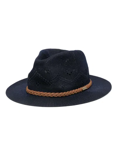 Barbour Flowerdale Crochet-knit Trilby In Blue