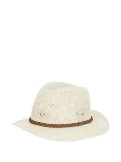 Barbour Flowerdale Woven Trilby Hat In White