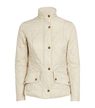 Barbour Flyweight Cavalry Quilted Ladies Jacket In Pearl/stone