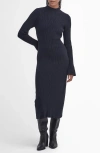 Barbour Francis Rib Knit Midi Dress In Navy Blue