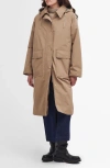 Barbour Francis Waterproof Insulated Long Coat With Removable Hood In Honey/ancient Loden Tartan