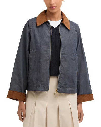 Barbour Freckleton Denim Jacket Dress Contrast Collar Cuffs In Blue