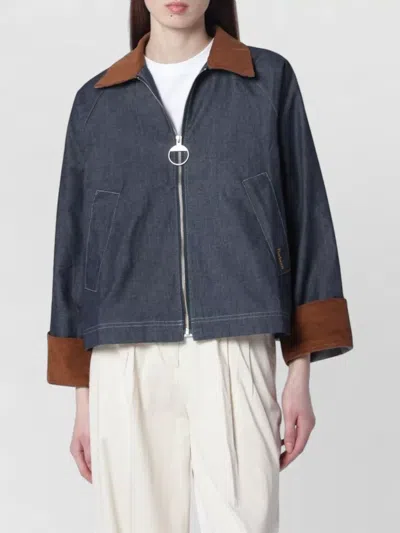 Barbour Freckleton Denim Jacket Dress Contrast Collar Cuffs In Blue