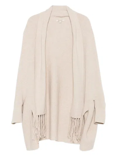 BARBOUR FRINGE-DETAIL SHAWL-COLLAR CARDIGAN