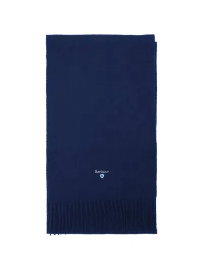 Barbour Fringed Lambswool Scarf In Blue