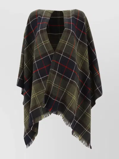 Barbour Tartan Printed Poncho In Multicolour