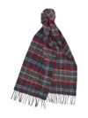 Barbour Fringed Plaid Scarf In Gray