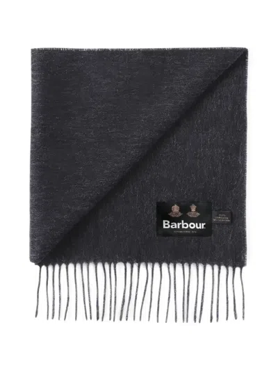 Barbour Fringed Wool Scarf In Black
