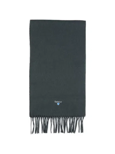 Barbour Fringed Wool Scarf In Gray
