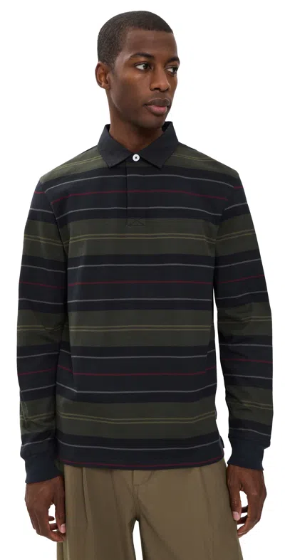 Barbour Frith Tartan Stripe Rugby Shirt Navy