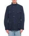 Barbour Front Button Closure Jacket With Ribbed Collar In Blue