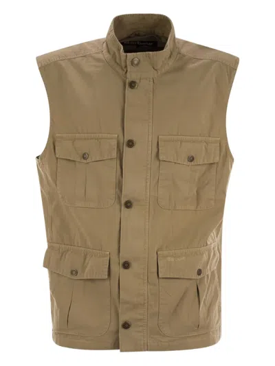 Barbour Front-pockets Waistcoat In Brown
