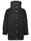 Barbour Funnel Neck Drawstring Long-sleeved Jacket In Black