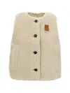 Barbour Fur-effect Button-up Gilet In Gold
