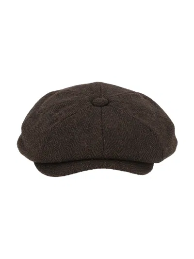 Barbour Fyne Tweed Baker Boy Cap In Brown