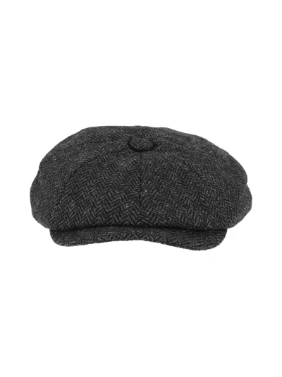 Barbour Fyne Tweed Baker Boy Cap In Gray