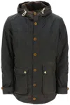 Barbour Game Dark Green Cotton Parka In Black