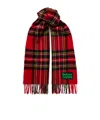Barbour Red Check Pattern Wool Scarf In Red