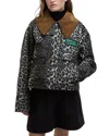 Barbour + Ganni Cotton Corduroy-trimmed Leopard-print Waxed-organic Cotton Jacket In Multi